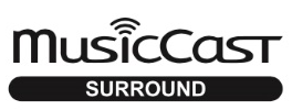 musiccast logo The word MusicCast with aset of stacked curved lines to look like broadcast type waves capping the "i". Below that word is the word "surround".