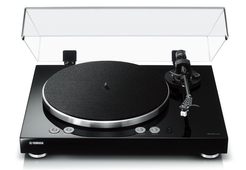 vinyl 500 crop Turntable with the lid open.