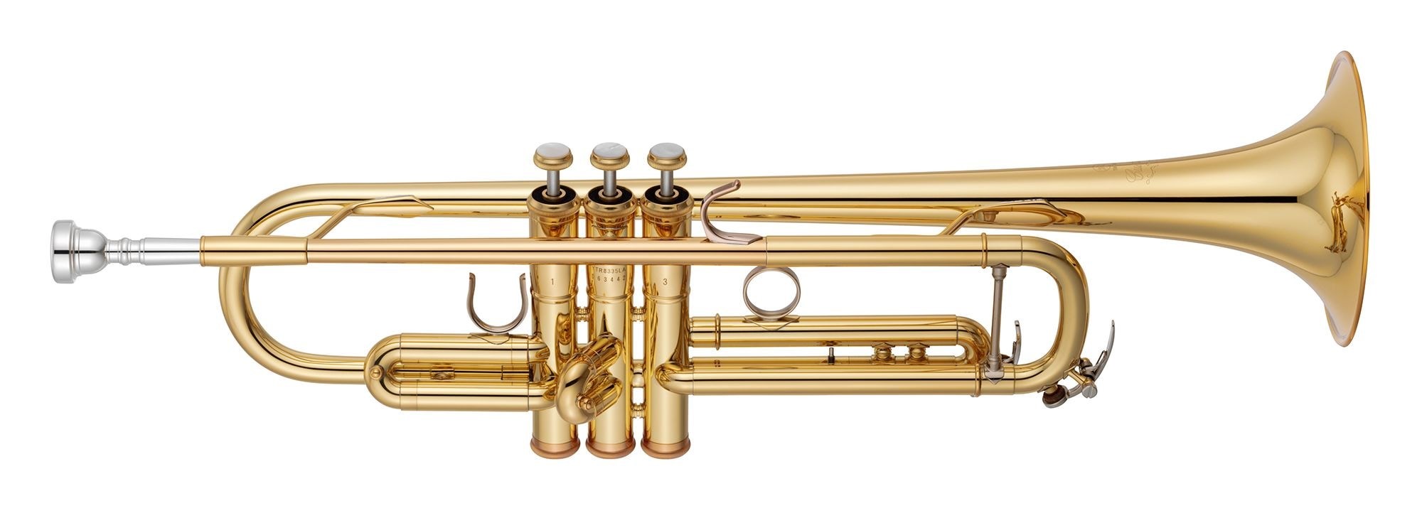 YTR-8335LA-trumpet A shiny brass trumpet.