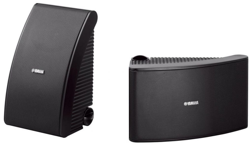 Fig.-1_NS-AW592-1 Two small speakers with curved fronts.